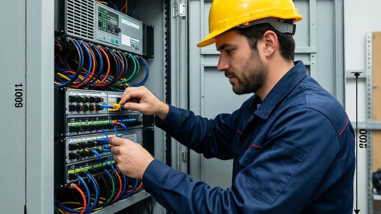 Técnico revisando UPS